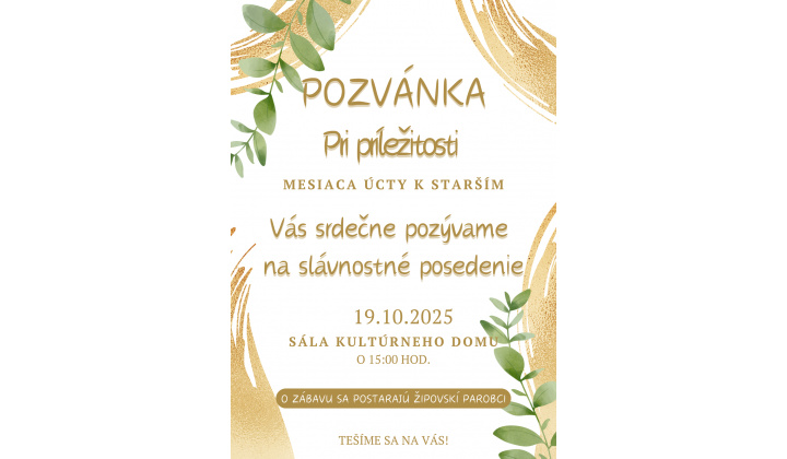 POZVÁNKA - ÚCTA K STARŠÍM