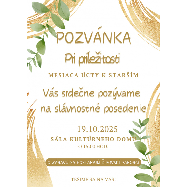 POZVÁNKA - ÚCTA K STARŠÍM