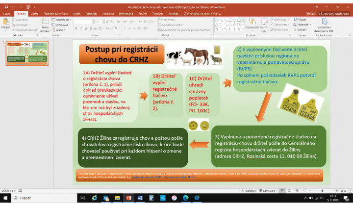 Výzva na registráciu chovu v Centrálnom registri hospodárskych zvierat